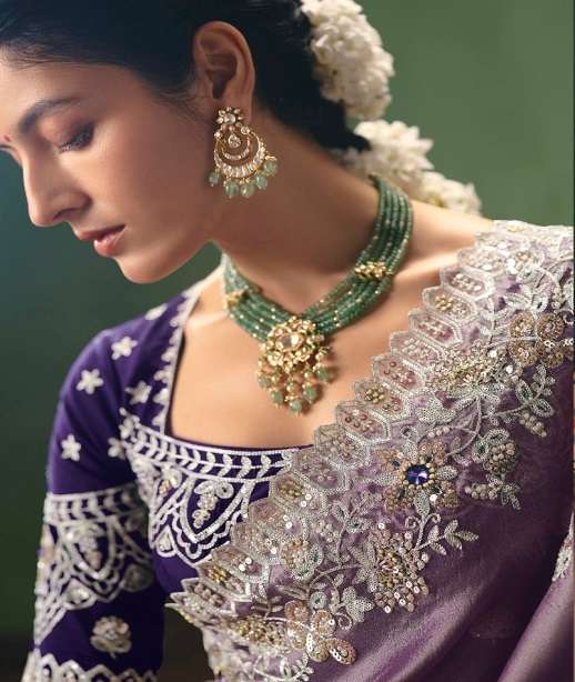 DESIGNER WEDDING PARTY WEAR PREMIUM SILK SAREE WITH THREAD SEQUENCE WORK COLLECTION SM KIM 5621-5631