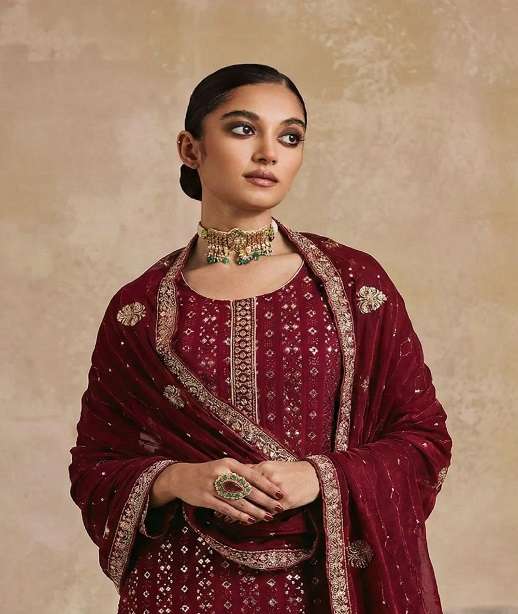 DESIGNER WEDDING PARTY WEAR REAL GEORGETTE STRAIGH PAKISTANI SALWAR SUIT ALZ 7070-7072