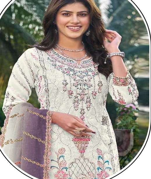 DESIGNER WEDDING PARTY WEAR STRAIGHT SHADED CRUNCHY PAKISTANI SALWAR SUIT JG 4244 COLOR