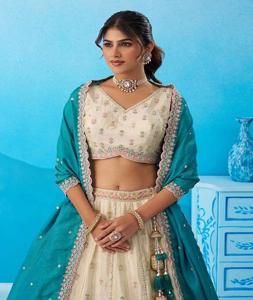 INDIAN DESIGNER BOLLYWOOD WEDDING PARTY WEAR HEAVY TISSUE SILK LEHENGA CHOLI NT 6137 COLORS