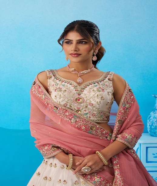 INDIAN DESIGNER BOLLYWOOD WEDDING PARTY WEAR HEAVY TISSUE SILK LEHENGA CHOLI NT 6166 COLOR