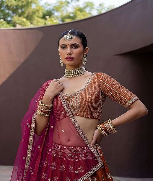 DESIGNER BOLLYWOOD BRIDAL WEDDING PARTY WEAR SILK HAND WORK ZARI LEHENGA CHOLI SENHORA DRESSES SM PC SAMRIDHI 101-106