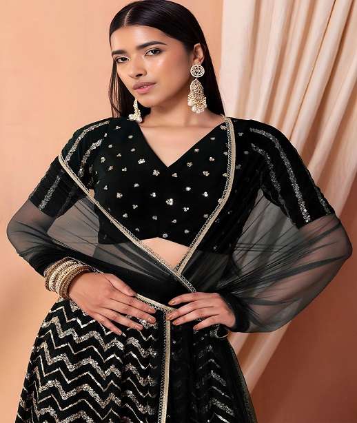 DESIGNER BRIDAL WEDDING PARTY WEAR GEORGETTE LEHENGA CHOLI SENHORA DRESSES ZC 7094 COLOR