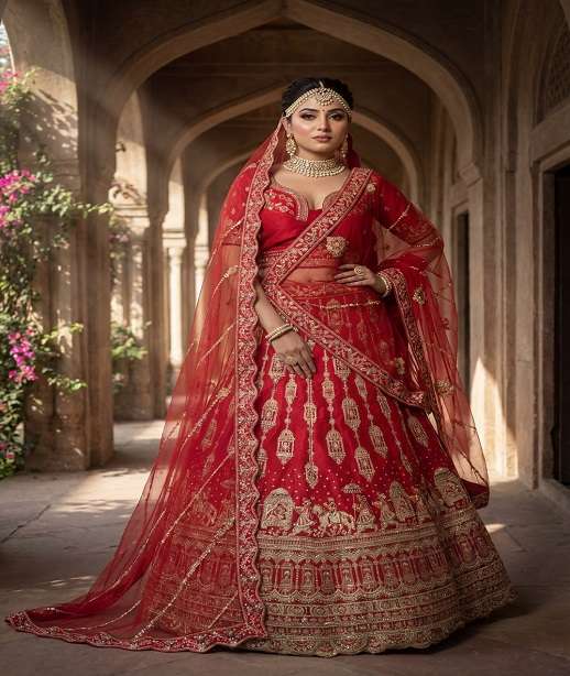 DESIGNER BRIDAL WEDDING PARTY WEAR SILK HAND WORK SEQUENCE LEHENGA CHOLI SENHORA DRESSES SM AV 104