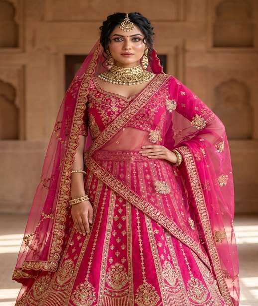 DESIGNER BRIDAL WEDDING PARTY WEAR SILK HAND WORK SEQUENCE DOUBLE DUPATTA LEHENGA CHOLI SENHORA DRESSES SM AV 106