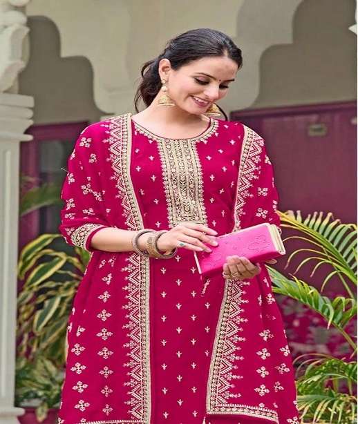 DESIGNER FANCY PARTY WEAR BLOOMING FAUX GEORGETTE SHARARA SALWAR SUIT PALAZZO JG 2108 COLOR