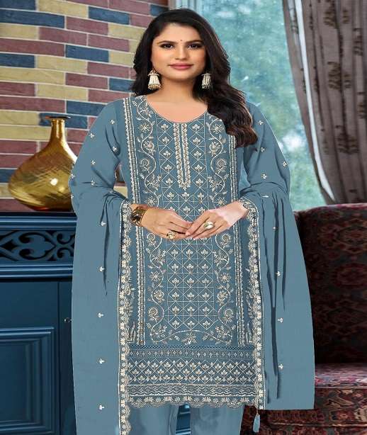 DESIGNER FANCY PARTY WEAR CHIFFON PAKISTANI SALWAR SUIT JG 5246 COLOR