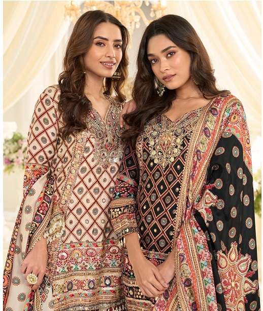DESIGNER FANCY PARTY WEAR CREPE SILK READY MADE SHARARA SALWAR SUIT PALAZZO SY FATIMA 10258-10259