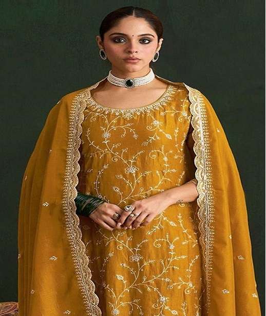 DESIGNER FANCY PARTY WEAR VICHITRA SILK SALWAR SUIT PALAZZO JG 3109 COLOR