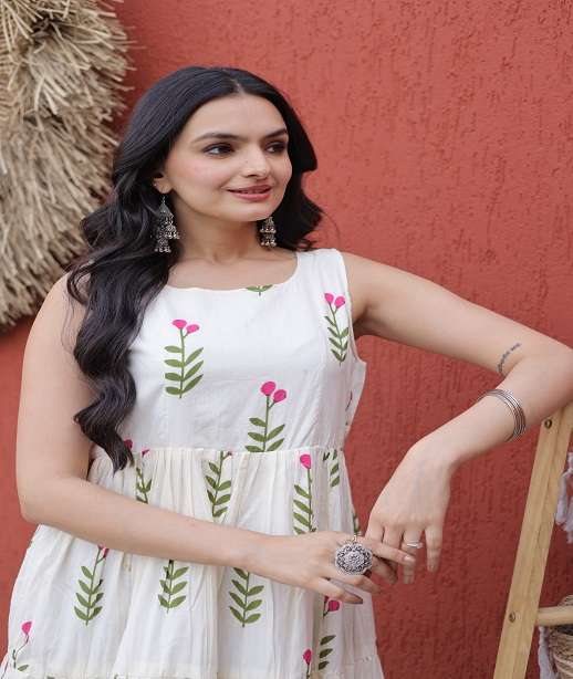 DESIGNER WEAR PRINTED READYMADE COTTON SLEEVELESS KURTI KU 1248 COLORS