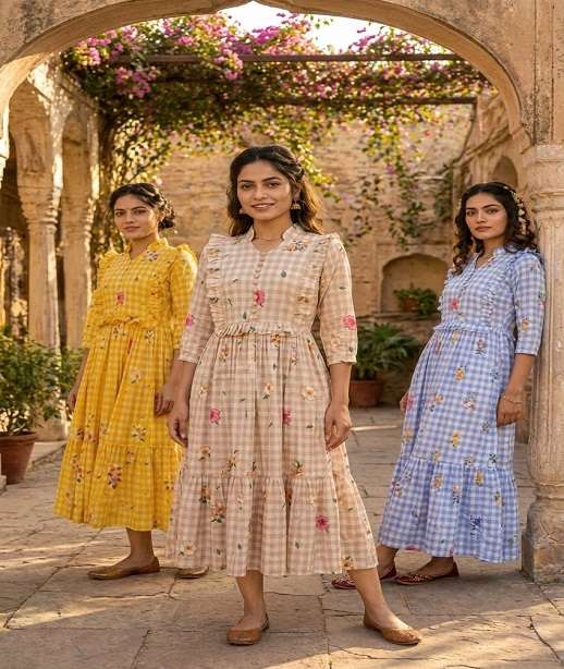 DESIGNER WEAR PRINTED READYMADE MASLIN SILK SUMMER SPECIAL PRINTED KURTI KU 1259 COLOR