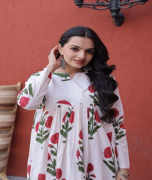 DESIGNER WEAR PRINTED READYMADE SUMMER SPECIAL COTTON KURTI KU 1250 COLOR