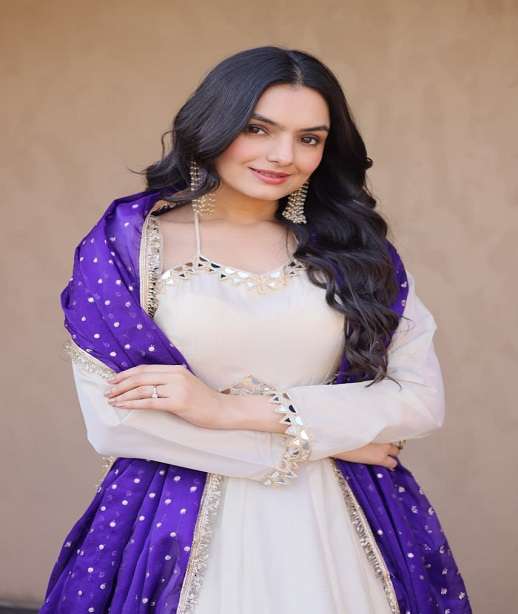 DESIGNER WEDDING PARTY WEAR COSMOS SILK READYMADE ANARKALI GOWN SALWAR SUIT LW 9329 COLOR