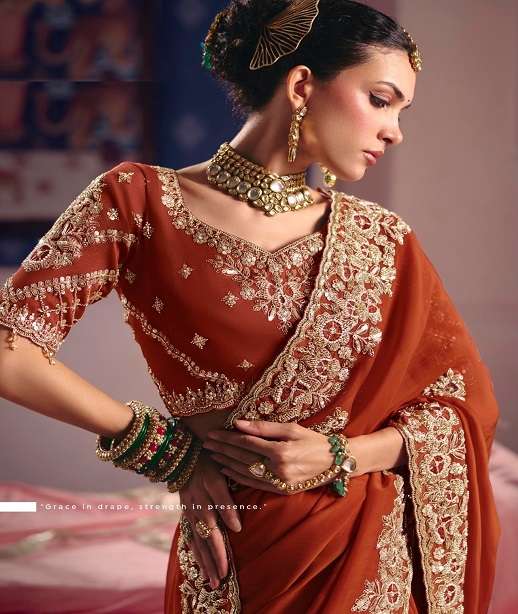 DESIGNER WEDDING PARTY WEAR PREMIUM SILK SAREE WITH BEADS AND THREAD SEQUENCE WORK COLLECTION SM SULAKSHMI 8801-8812