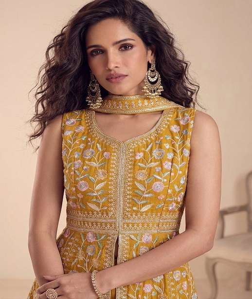 DESIGNER WEDDING PARTY WEAR STAR GEORGETTE SEQUENCE WORK SHARARA SALWAR SUIT KB 3318-3319