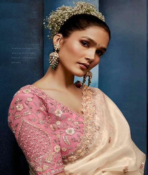 DESIGNER WEDDING PARTY WEAR TISSUE SILK SAREE WITH HAND WORK THREAD SEQUENCE WORK SM KM MASTANI 5661-5671