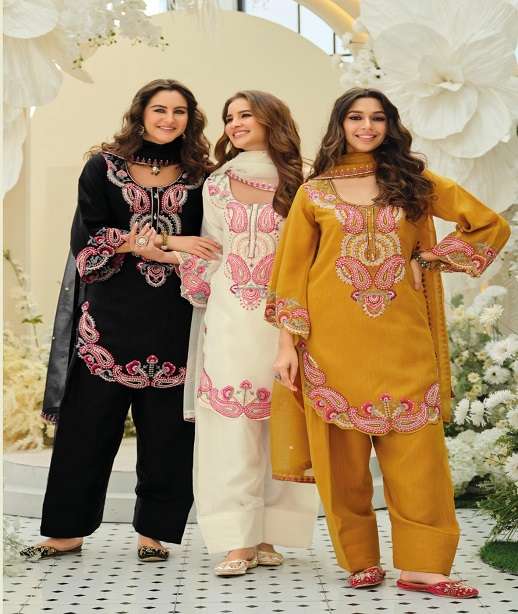 DESIGNER FANCY PARTY WEAR ORGANZA SILK SALWAR SUIT PALAZZO EB 2377-2379