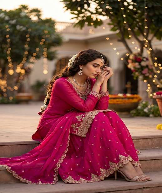 DESIGNER FANCY PARTY WEAR PREMIUM TORA SILK SHARARA SALWAR SUIT PALAZZO SVN 120-124