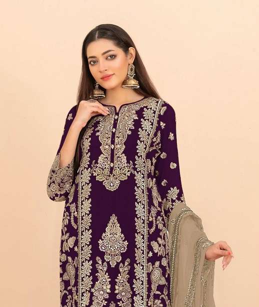 DESIGNER WEDDING PARTY WEAR RANGOLI CRUSH PAKISTANI SALWAR SUIT JG 5251 COLOR