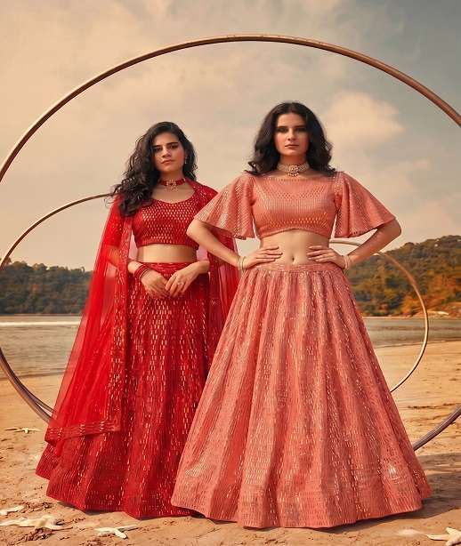 DESIGNER BOLLYWOOD BRIDAL WEDDING PARTY WEAR NET LEHENGA CHOLI SENHORA DRESSES 8101 COLOR