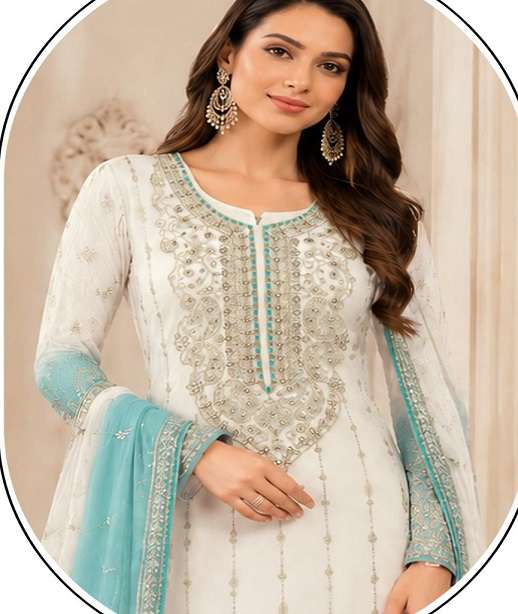 DESIGNER FANCY PARTY WEAR CRUNCY PADDING PAKISTANI SALWAR SUIT JG 5248 COLOR