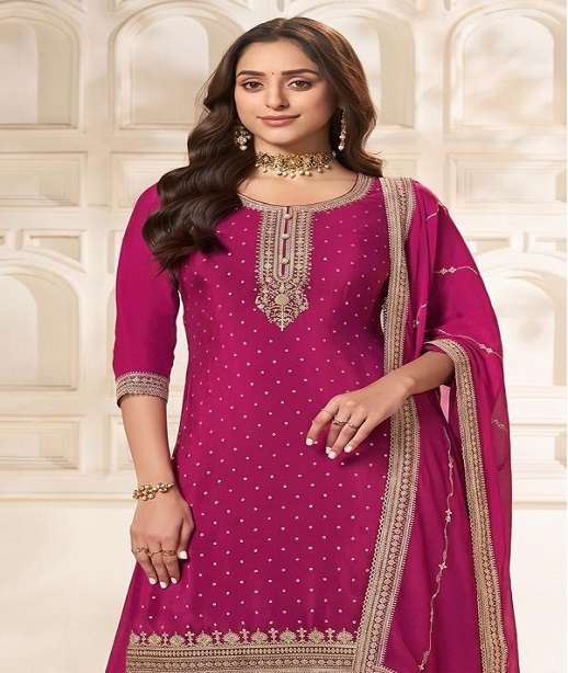 DESIGNER FANCY PARTY WEAR DOLA SILK SHARARA SALWAR SUIT PALAZZO JG 2116 COLOR