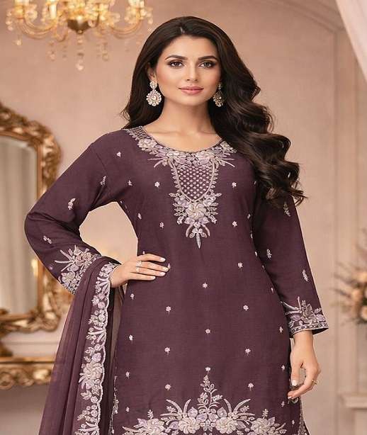 DESIGNER FANCY PARTY WEAR HEAVY CHIFFON SHARARA SALWAR SUIT PALAZZO SHF 1002 COLOR