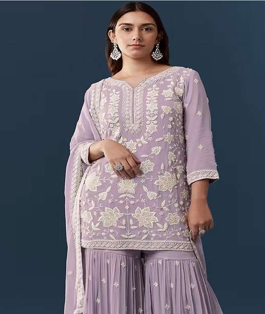 DESIGNER FANCY PARTY WEAR HEAVY CHIFFON SHARARA SALWAR SUIT PALAZZO CP 727 COLOR