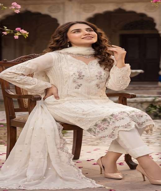 DESIGNER WEDDING PARTY WEAR STRAIGHT CHIFFON PAKISTANI SALWAR SUIT SHF 1218 COLOR