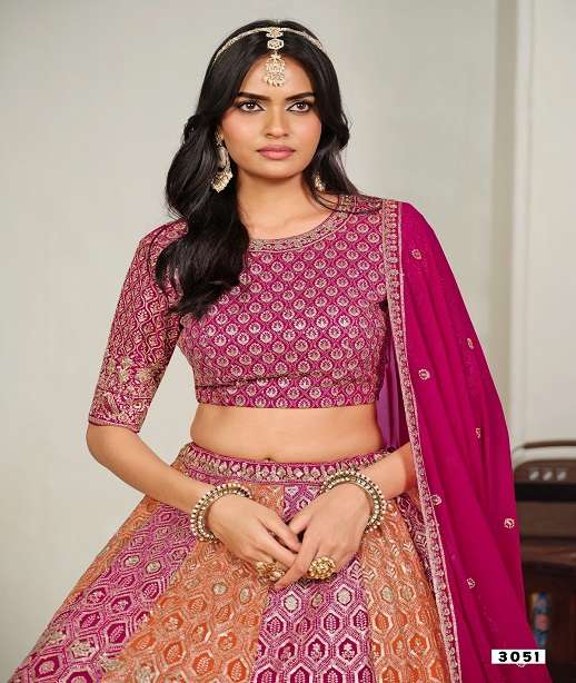 INDIAN DESIGNER BOLLYWOOD WEDDING PARTY WEAR HEAVY FAUX GEORGETTE LEHENGA CHOLI MHVS 3051-3052