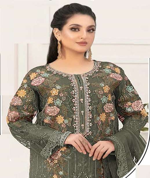 DESIGNER FANCY PARTY WEAR CRUNCHY SILK PAKISTANI SALWAR SUIT JG 5241 COLOR