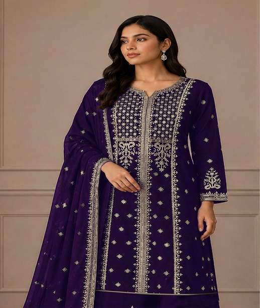 DESIGNER FANCY PARTY WEAR FAUX GEORGETTE SHARARA SALWAR SUIT PALAZZO JG 2119 COLOR