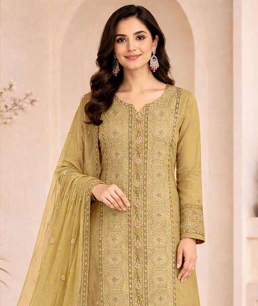DESIGNER FANCY PARTY WEAR HEAVY CHIFFON PAKISTANI SALWAR SUIT JG 4245 COLOR