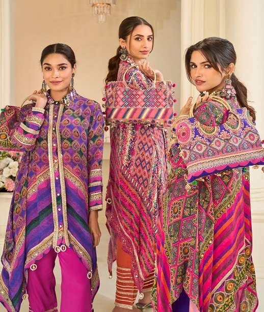 DESIGNER FANCY PARTY WEAR PREMIUM NATURAL CREP SILK SALWAR SUIT SY SAVAN 20004-20006