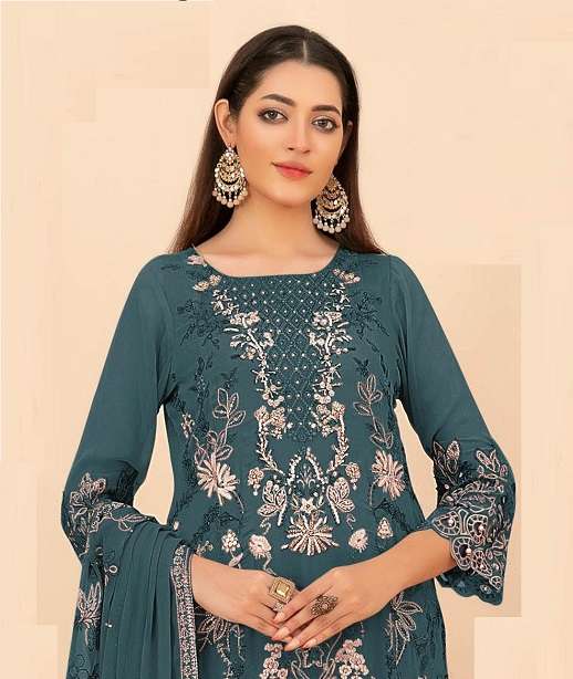 DESIGNER FANCY PARTY WEAR RANGOLI CRUSH SILK PAKISTANI SALWAR SUIT JG 5252 COLOR