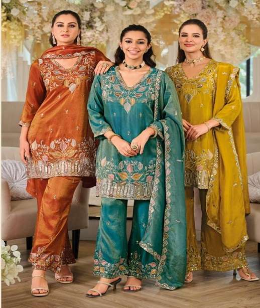 DESIGNER FANCY PARTY WEAR SIMMAR SILK SALWAR SUIT NK EB ZEENAT 2358-2361