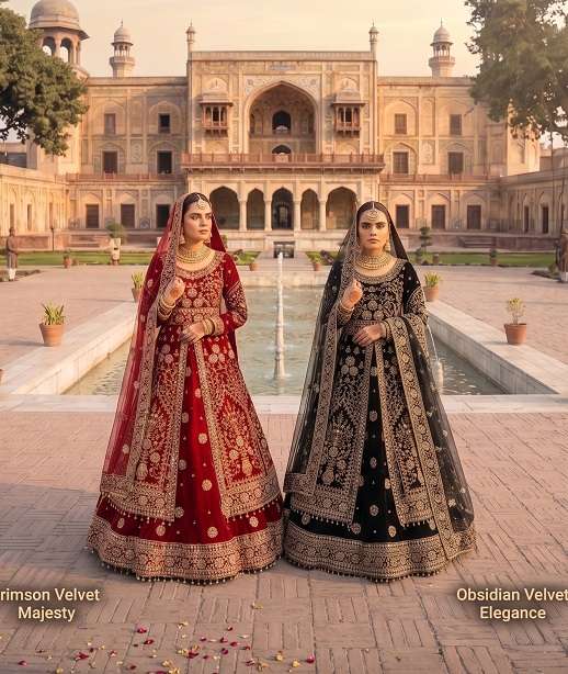 DESIGNER FANCY WEDDING PARTY WEAR INDIAN VELVET BRIDAL LEHENGA LONG CHOLI TOP WITH DUPATTA SENHORA KB 8301 color
