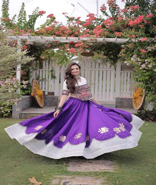 DESIGNER NAVRATRI WEAR ROMAN SILK NAVRATRI LEHENGA LW 7172 COLOR