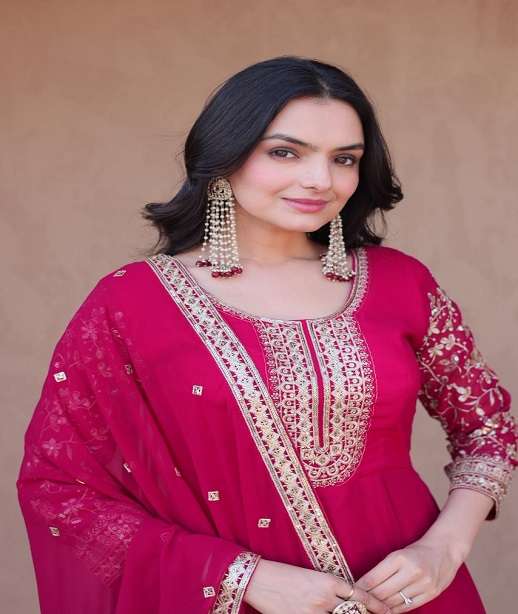 DESIGNER WEDDING PARTY WEAR HEAVY BLOMMING GEORGETTE ANARKALI SALWAR SUIT GOWN KU 1253 COLOR