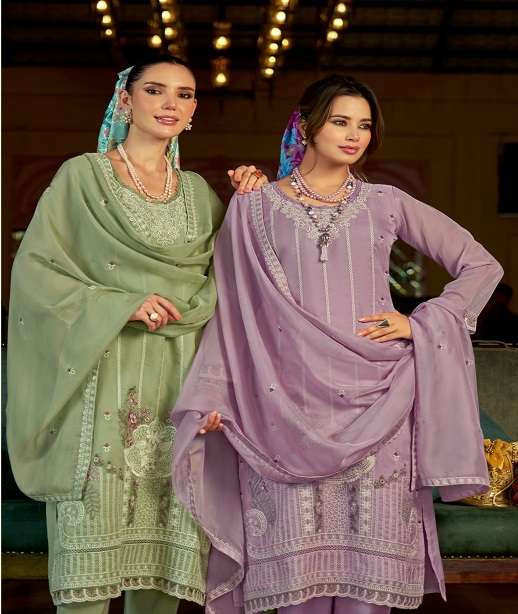 DESIGNER WEDDING PARTY WEAR ORGANZA SILK PAKISTANI SALWAR SUIT EB FIRADOUS 2461-2463