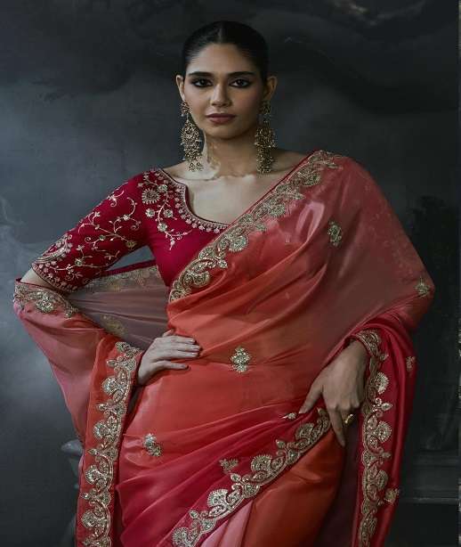 DESIGNER WEDDING PARTY WEAR SOFT TISSUE SILK SAREE WITH SM KM 5701-5715