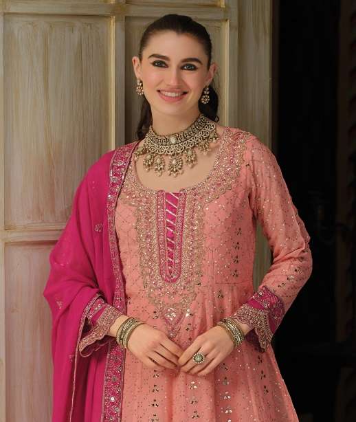INDIAN DESIGNER FANCY WEDDING PARTY WEAR REAL GEORGETTE ANARKALI GOWN SALWAR SUIT EB LAAM 2467