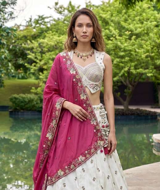DESIGNER BOLLYWOOD BRIDAL WEDDING PARTY WEAR CHIFFON LEHENGA CHOLI SENHORA DRESSES NT 6336 COLOR