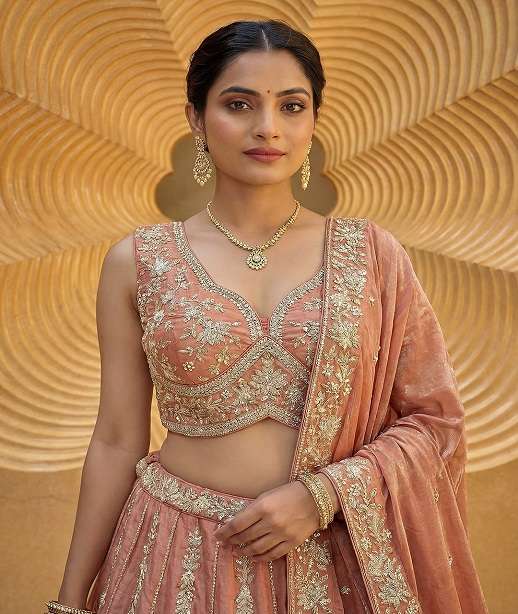 DESIGNER BOLLYWOOD BRIDAL WEDDING PARTY WEAR CHIFFON LEHENGA CHOLI SENHORA DRESSES NT 6328 COLOR