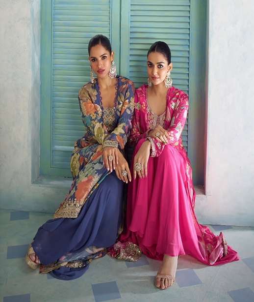 DESIGNER DIGITAL PRINTED PARTY WEAR KOTI SHSRARA TOP SALWAR SUIT GL SAHEEN 7705-7706