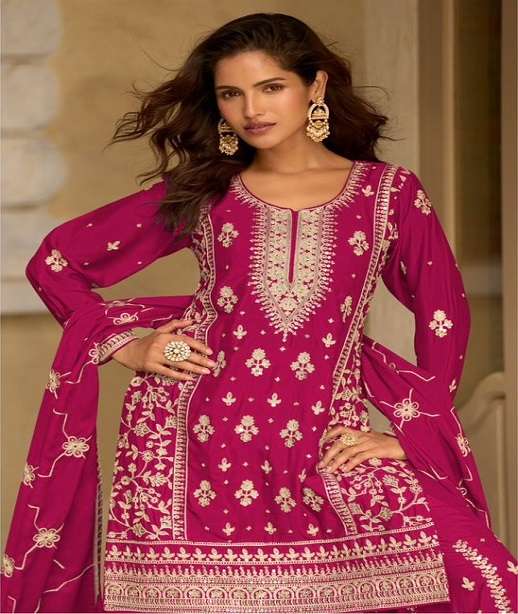 DESIGNER FANCY PARTY WEAR HEAVY CHINON SHARARA SALWAR SUIT PALAZZO NVN RASALIKA 5002-5005