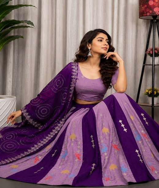DESIGNER MULTICOLOR NAVRATRI WEAR ROMAN SILK READYMADE LEHENGA GEORGETTE DUPATTA COLLECTION BRG 5058-5060