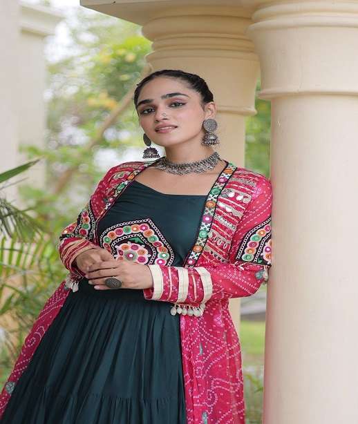 DESIGNER NAVRATRI WEAR RAYON COTTON LEHENGA KU 5083 COLOR