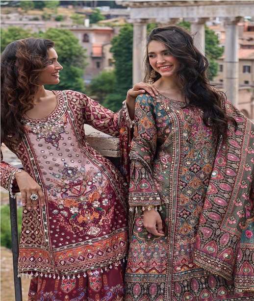 DESIGNER PARTY WEAR REAL CREPE SILK GOTA PATTI SHARARA SALWAR SUIT PALAZZO SUIT SY NIMRIT 20067-20069