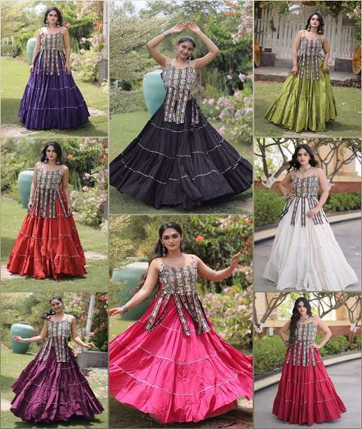 DESIGNER WEAR READYMADE COTTON NAVRATRI LEHENGA KU 5075 COLOR
